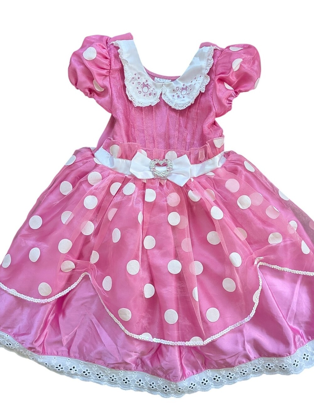 Disney Store Girl's Minnie Mouse Costume Dress Size 4 Pink Polka Dot Halloween